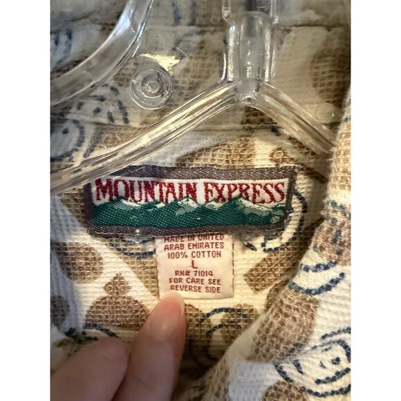 Mountain Express Men’s L Short Sleeve Shirt 100% Cotton Retro Geometric Print - Picture 5 of 10